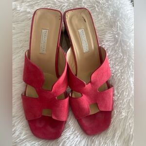 Tara Grinna Red Suede Slide Mules